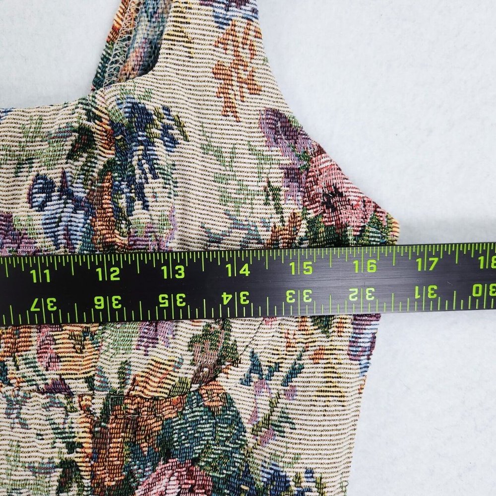 Wild Fable Shirt Womens Medium Tan Multicolor Floral Bustier Crop Tank Top - Picture 5 of 11
